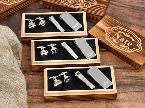 Groomsmen Gifts Groomsmen Cufflinks Tie Clip Engraved Money Clip
