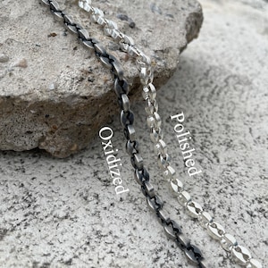 925 Sterling Silver Puffed Mariner Chain Necklace, Anchor Mariner Link Silver Chain, Men&#39;s Silver Chain, Gift for Women, Chunky Men Necklace
