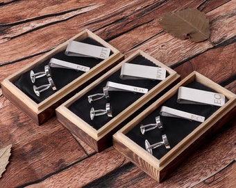 Groomsmen Gifts Set Personalized Cufflinks Tie Clip Money Clip Groomsman Gift Best Man Gift