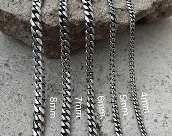 925 Sterling Silver Cuban Chain, Silver Curb Chain, Cuban Link Chain, Mens Silver Chain, Curb Link, Men Women Chain Necklace