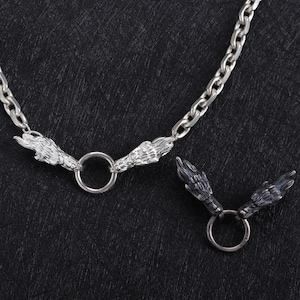 Silver Dragon Head Locking Necklaces, 925 Sterling Silver Cable Chain, Men Women Chain Necklace, Unisex Jewelry Gift, Oxidized Cable Chain