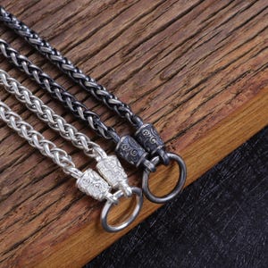 Silver Wheat Chain, 5mm Braid Chain, Mens Silver Chain, Viking Braided Wheat Chain Sterling Silver, Oxidized Wheat Necklace Chain