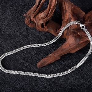 925 Sterling Silver Foxtail Chain, Men&#39;s Foxtail Silver Necklace, Wheat Chain, Gift for Men, Birthday Gift Chain, Silver Foxtail Necklace