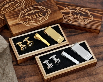 Groomsmen Gifts, Groomsman Cufflinks, Tie Clip, Money Clip Set, Wedding Groomsmen Gifts Set, Bachelor Party Gift, Custom Cufflinks for Groom