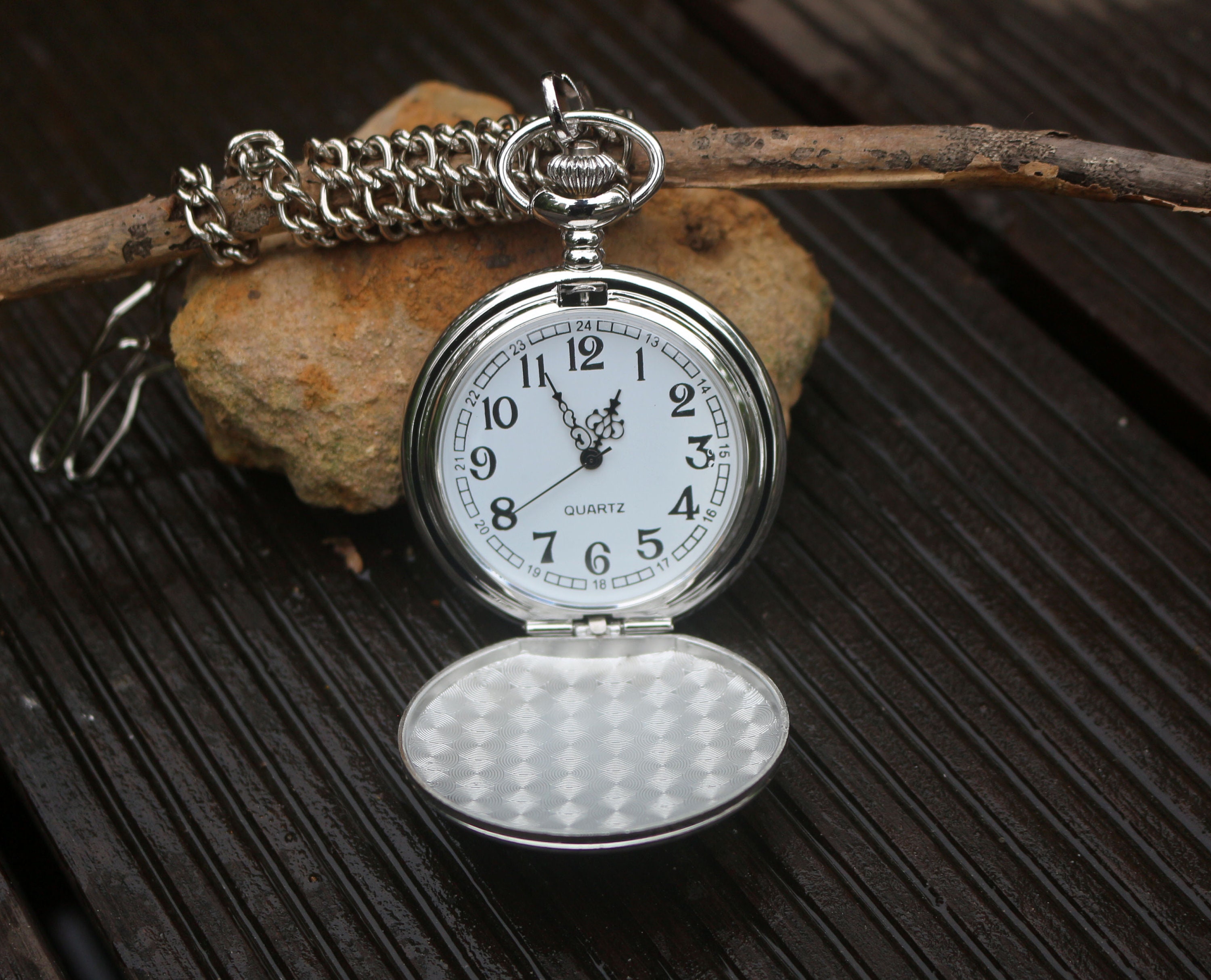 Custom Engraved Pocket Watch Fathers Day Gift Personalized Etsy