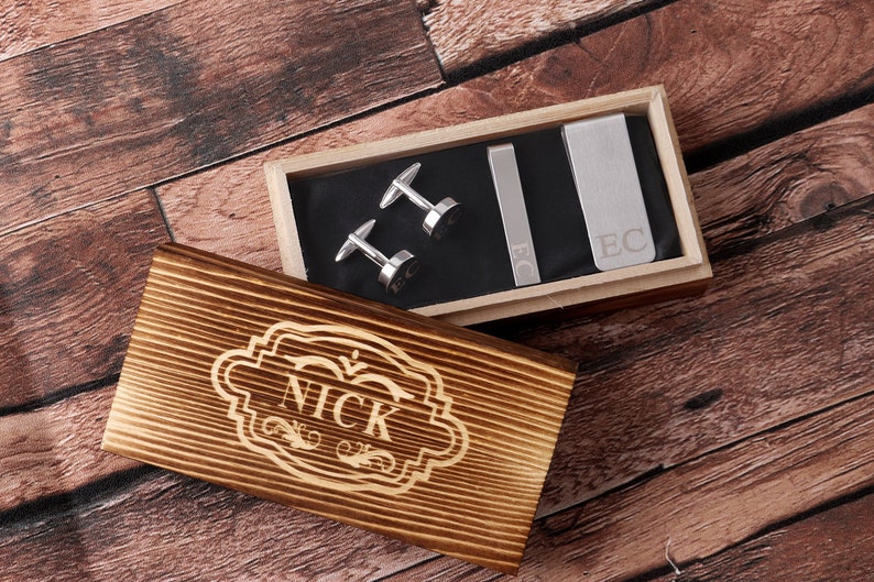 Groomsmen Gifts Groomsmen Cufflinks Tie Clip Engraved Money Clip Custom Cufflinks Groomsmen Gift Set Wedding Best Man Gifts image 9