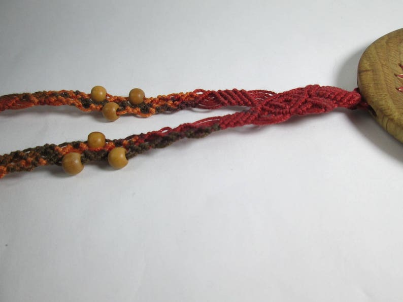 micromacram\u00e9 necklace Like a dream catcher wood and stretched yarn