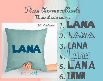 First name or mini phrase flex iron-on cartoon theme