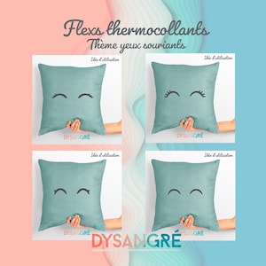 Heat-adhesive Flex motif with smiling eyes theme, 4 models to choose from