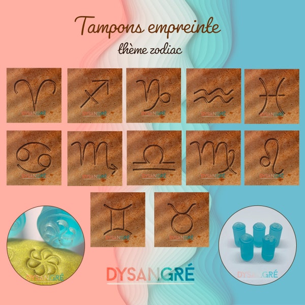 Tampon empreinte, timbre pour céramique savon polymère motifs zodiac