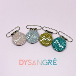 Glitter clip for personalized pacifier clip round shape