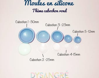 Silicone mold round cabochon theme