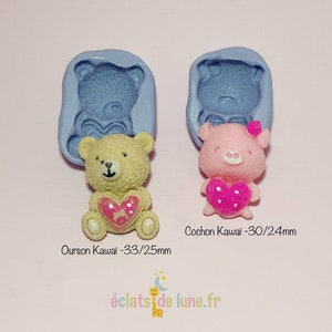 Kawaii animal theme silicone mold with heart