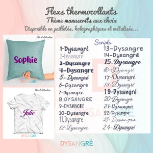 Personalized heat-sealed flocking flex with the first name or a mini phrase of your choice / iron / heat handwritten theme.