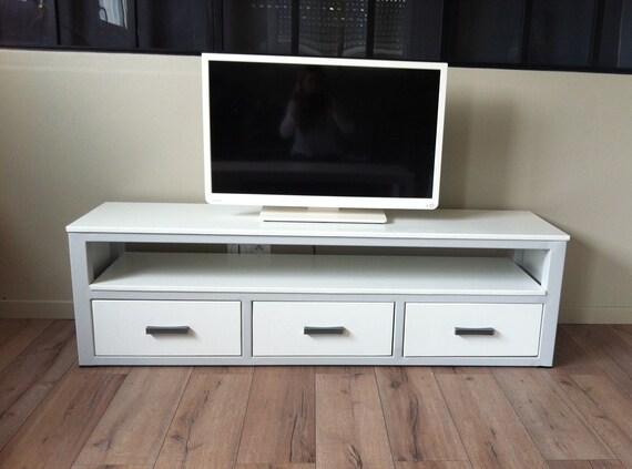 Tv Cabinet Wood Drawers With Metal Etsy