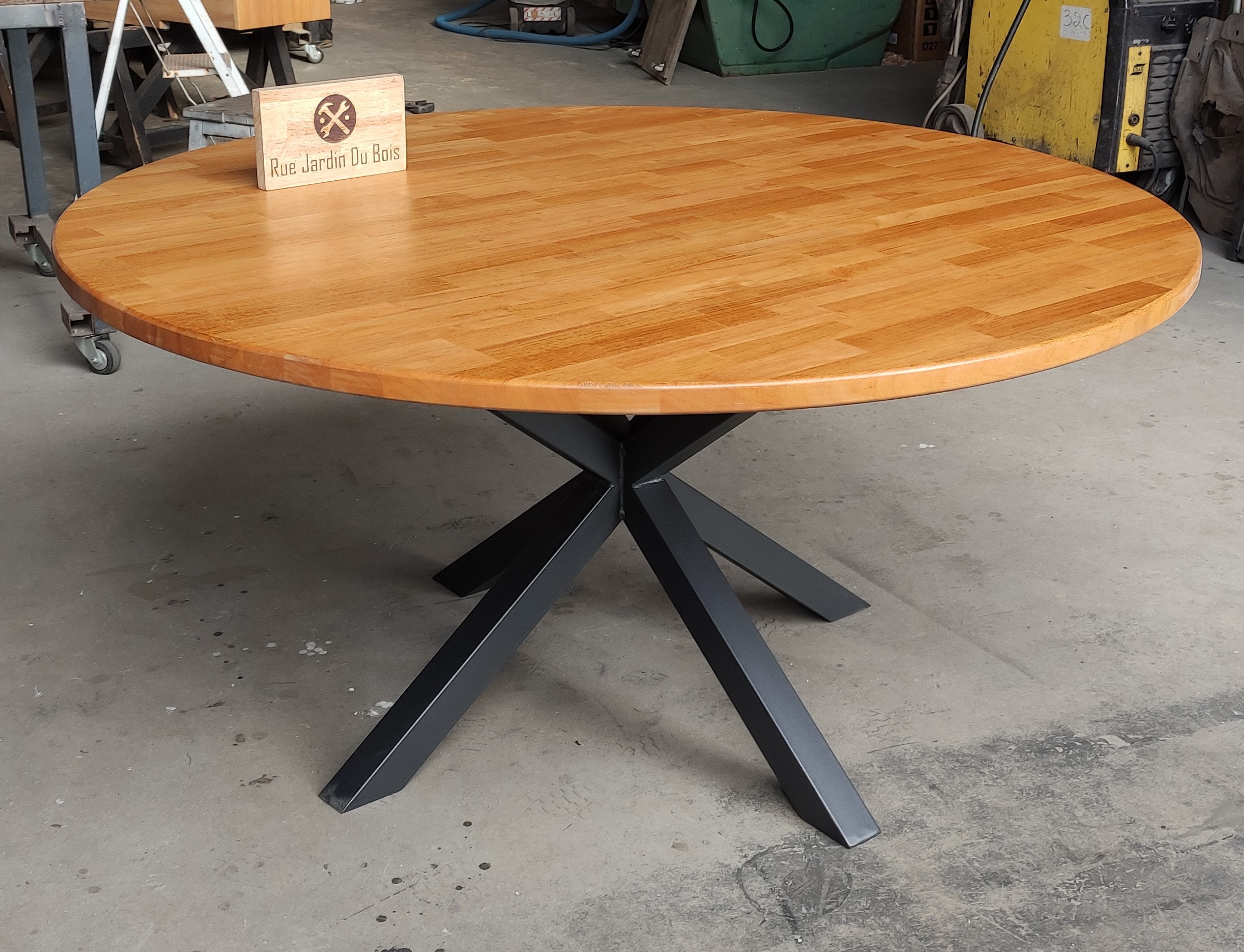 Table Ronde Métal et Bois Massif