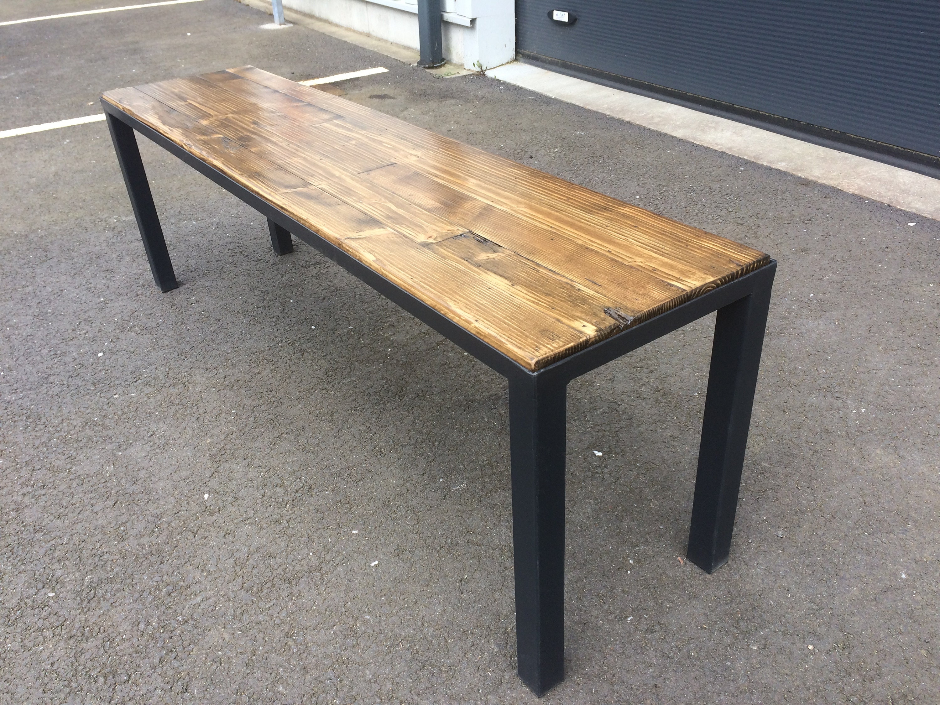 Banc industriel en bois et métal Etsy