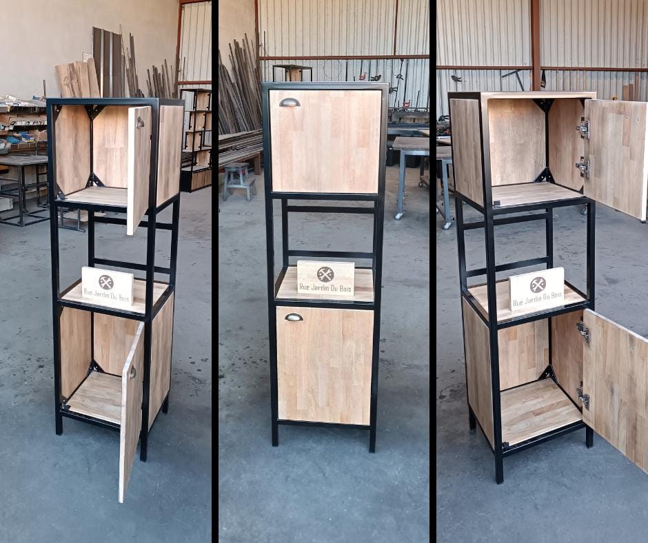 Etagère Colonne En Bois Et Métal