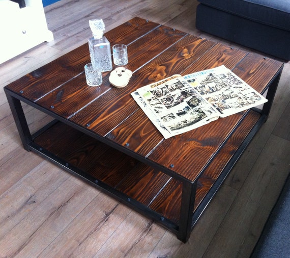 Industrial Coffee Table Wood And Metal Tinted Walnut Husk Hong Kong Industrial Coffee Table Wood And Metal, Metal And Wood Table Ideas