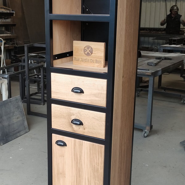 Etagère Colonne en Bois et métal