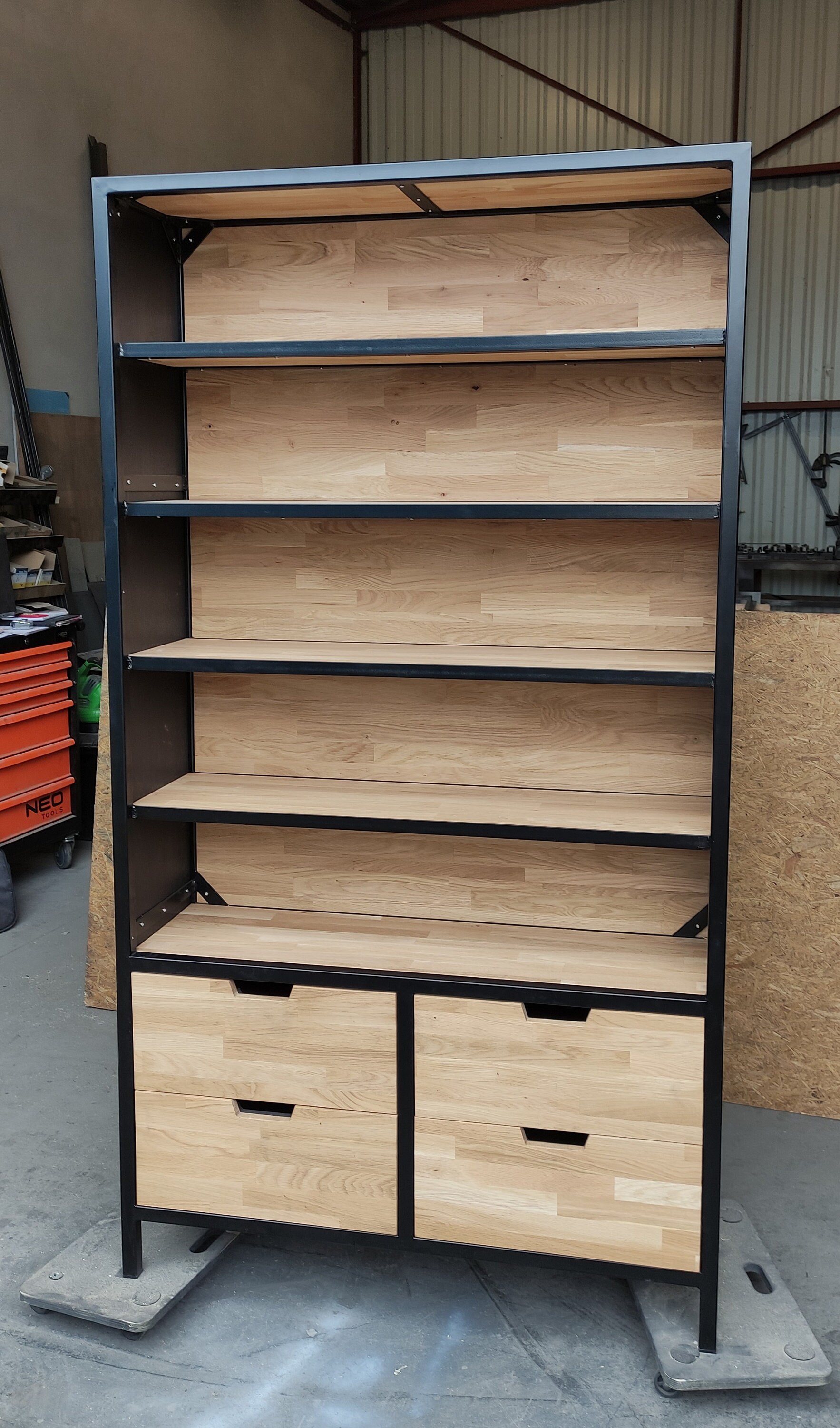 Etagère Bibliothèque en Bois et Métal