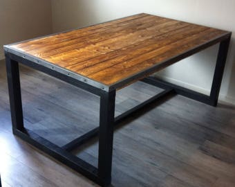 Wooden industrial style dining table