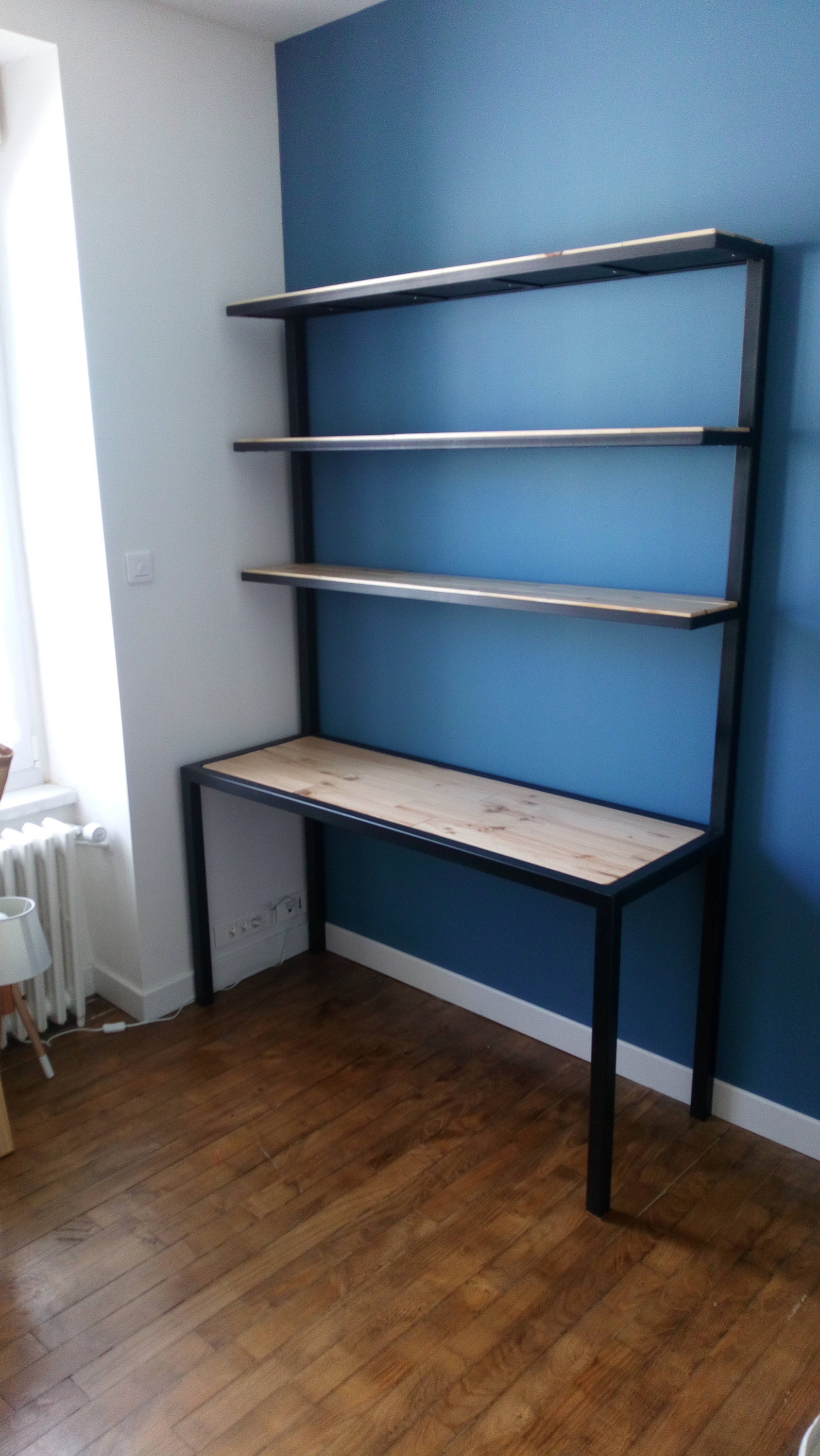 Desk With Shelves Industrial Style Metal and Wood Etsy UK