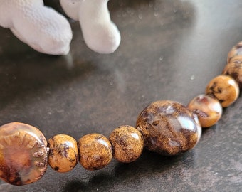 Kit de Perles en céramique artisanale émaillées Ocre miel