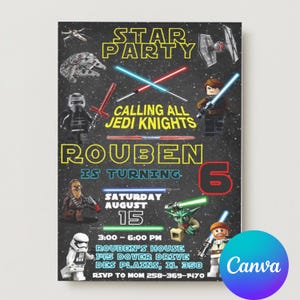 Star Wars Birthday Invitation: Editable Canva Template