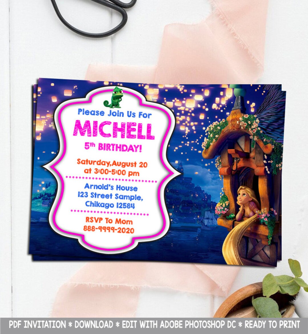 Editable Pdf Invitation, Rapunzel Invitation, Rapunzel Invites ...