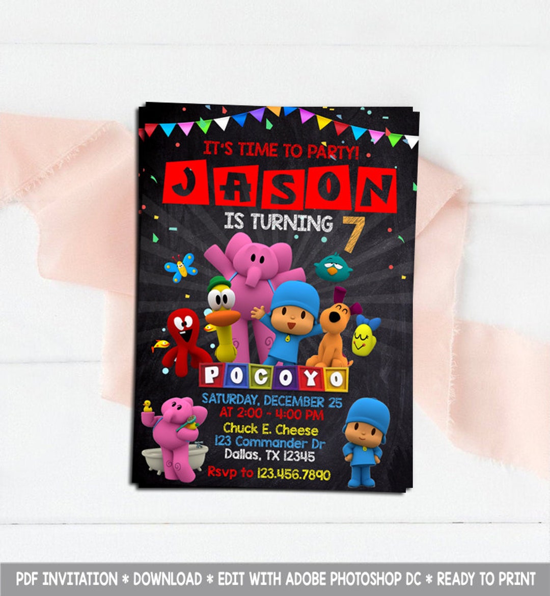 Pdf Editable Invitation, Pocoyo Invitation, Pocoyo Party, Pocoyo ...
