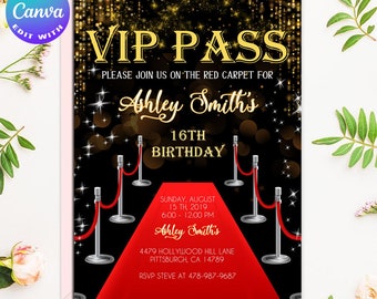 vip pass invitation, VIP invitation, Vip pass Party, Vip party, Red carpet invitation, Red carpet party,