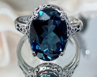 Handmade London Blue Topaz Ring: 925 Sterling Silver Engagement Jewelry