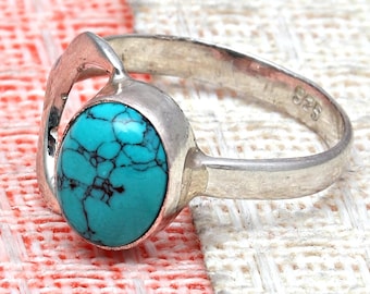 Handmade Turquoise Ring: 925 Sterling Silver Gemstone
