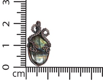 Ciondolo Fatto A Mano In Rame Con Labradorite Naturale 1,93'' - Gioiello Artigianale India