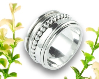 Sterling Silver 925 Spinner Ring: Handmade Anxiety Meditation Ring
