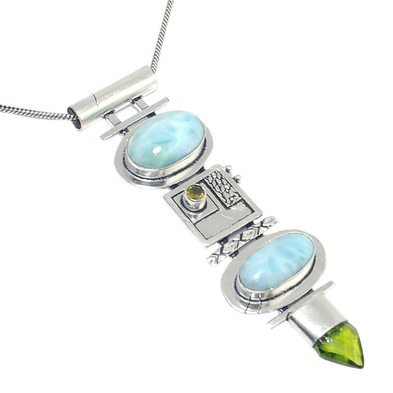 Awesome !! Natural AAA+Carbbian Larimar 925 Silver Jewelry Pendant Necklace 18/'/'