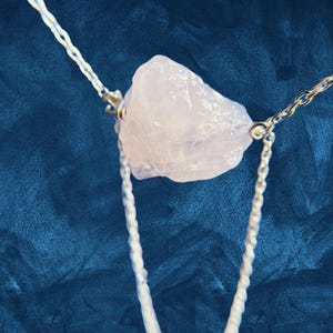 Rose Quartz Necklace, 925 Sterling silver, handmade love stone, raw rose quartz, healing crystal, Gorgeous piece of rocky rose quartz