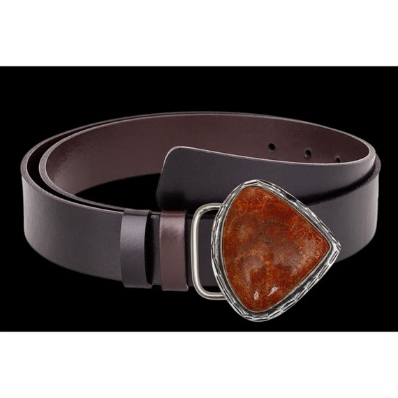 Handmade Buckle and Fossil Belt Megalodon Giant Mackerel Shark Tooth Belt Buckle - Cellar  main image 4