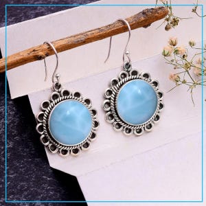 Larimar Drop Earrings: 925 Sterling Silver Dangly Jewelry