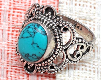 Handmade Turquoise Ring: 925 Sterling Silver Designer Ring
