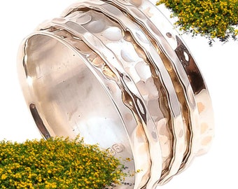 Handmade 925 Sterling Silver Wide Band Spinner Ring