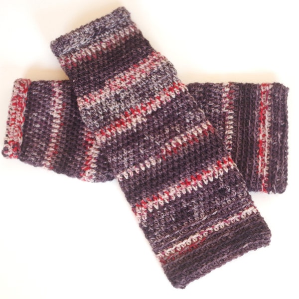 crocheted mittens in Bergère de France wool, mottled gray brown, 75% pure wool