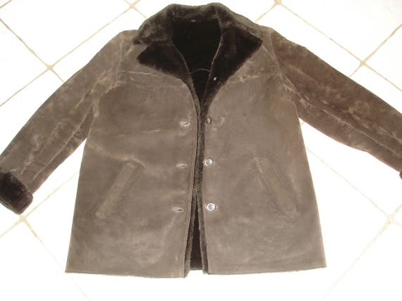 Superbe MANTEAU marron Taille L Comme Neuf Cuir CROUTE de Années 1920 mari et femme Manteaux de laine en dehors de | Etsy