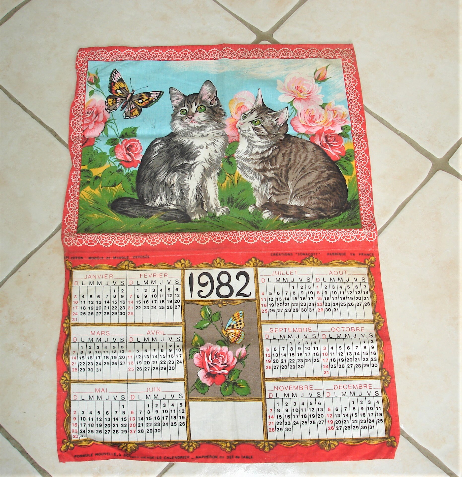 1 Torchon Calendrier Anniversaire Naissance Au Choix sur Un Lot de 10 1973, 1974, 1975, 1976, 1980, 