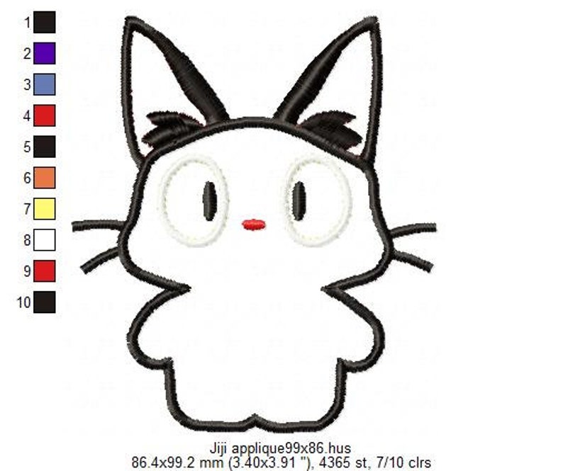 Jiji machine embroidery design applique. Kiki's delivery Etsy