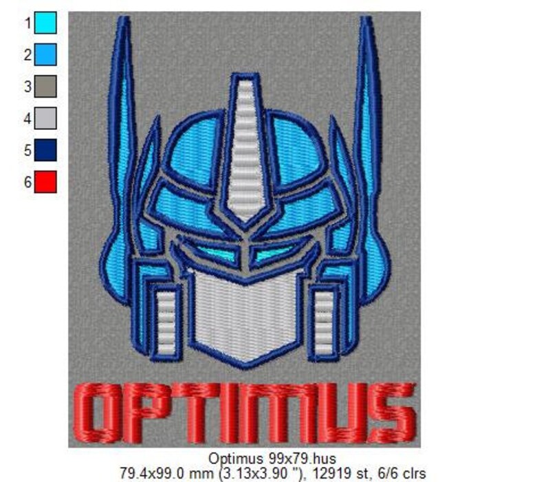 Optimus Prime machine embroidery design. Transformers Etsy