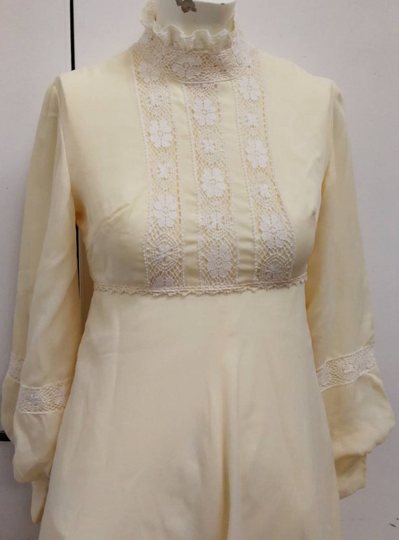 Cream/ pale yellow gauzy evening dress/ bridal/ b… - image 6