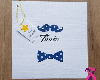 make-part, baptism invitation theme mustache and bow tie