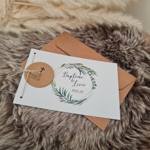 Invitation baptême thème olivier eucalyptus